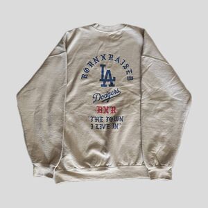 LA Dodgers Born x Raised Beige Neutral Old English Cotton Pullover Sweatshirt L